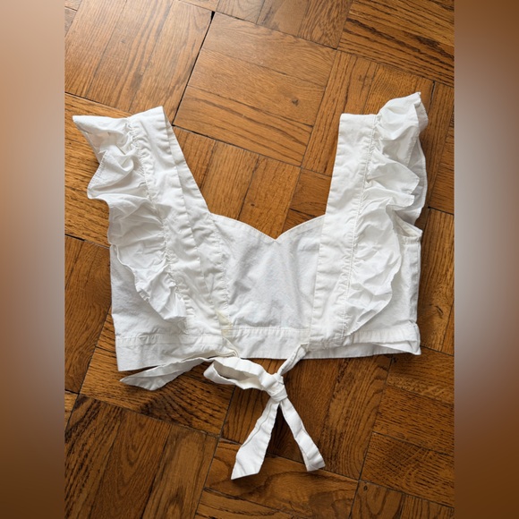 White Ruffled Cropped Tops - Picture 7 of 7